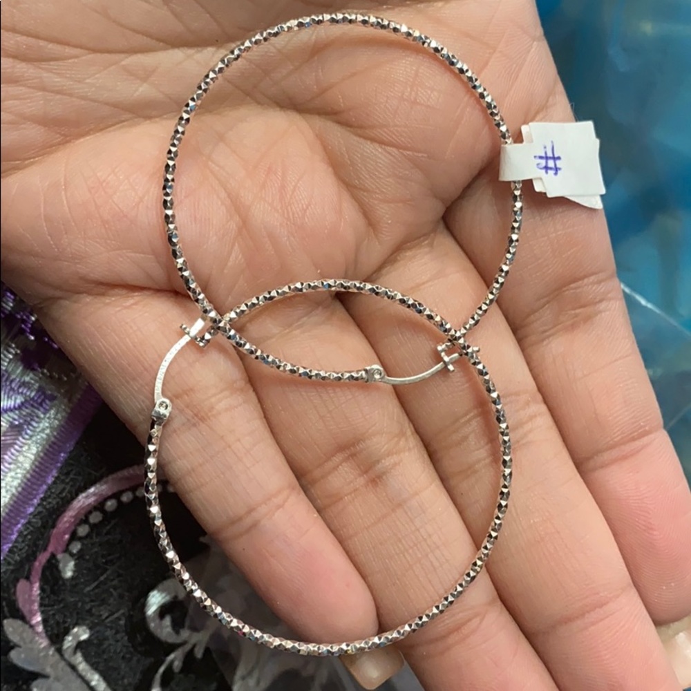 .925 sparkle cut hoops